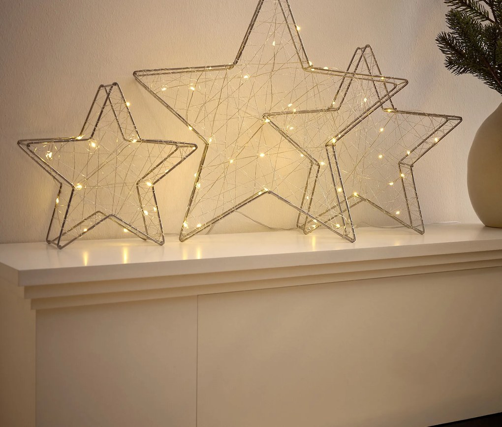 Dekoračné LED hviezdy, 3 ks, veľké