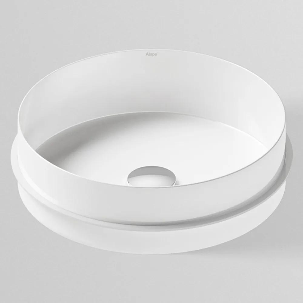 ALAPE EB.KE400 okrúhle zápustné umývadlo bez otvoru, bez prepadu, priemer 400 mm, biela alpská, s povrchom ProShield, 2025503000