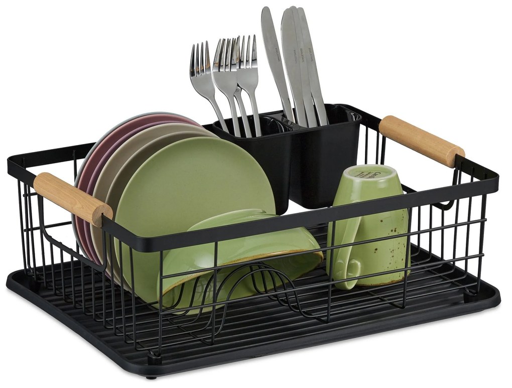 Kovový odkvapkávač na riad RD5808, čierny