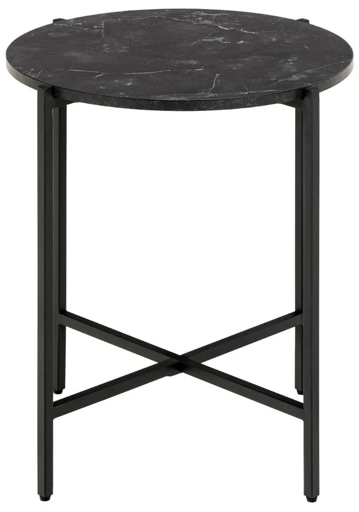 Odkladací stolík Lamoine 40 cm čierny/čierny mramor