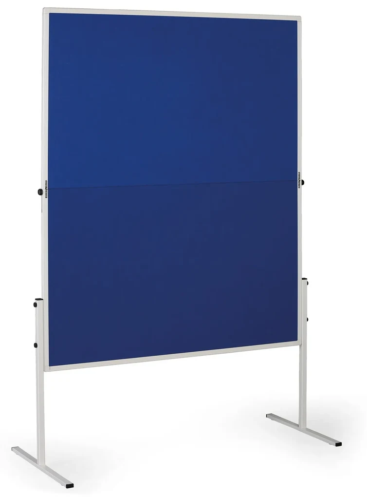 Informačná a moderačná tabuľa, 1200 x 1500 mm, textilná, modrá, sklopná