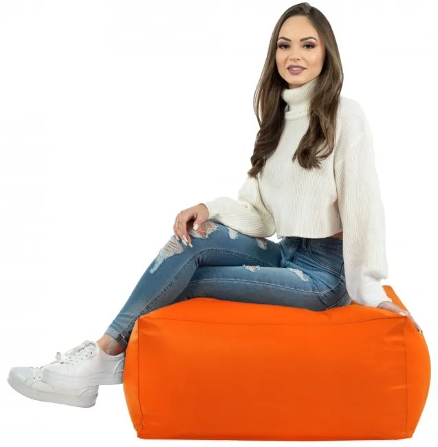 Taburetka oranžová kocka ekokoža