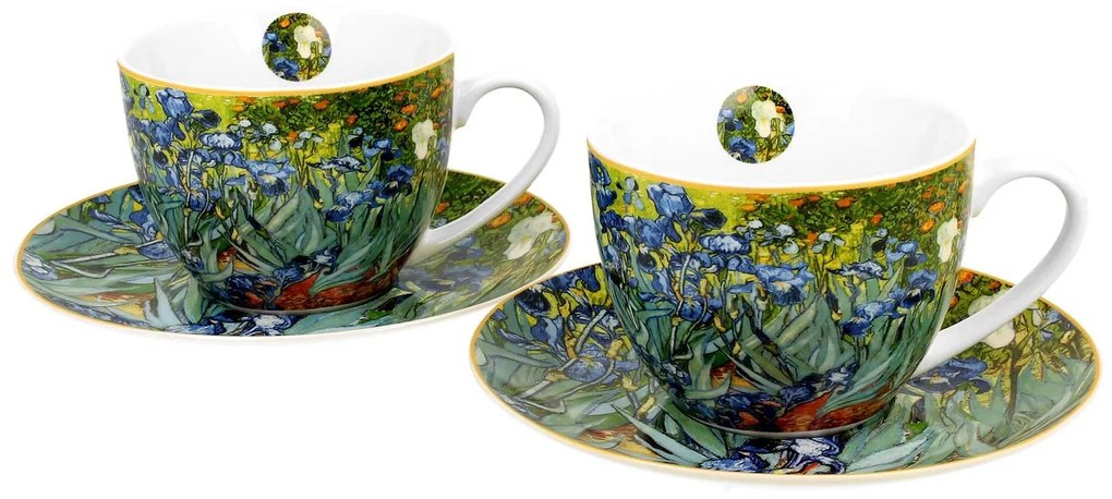 Duo Porcelánová šálka s podšálkou Van Gogh Irises 250 ml sada 2ks
