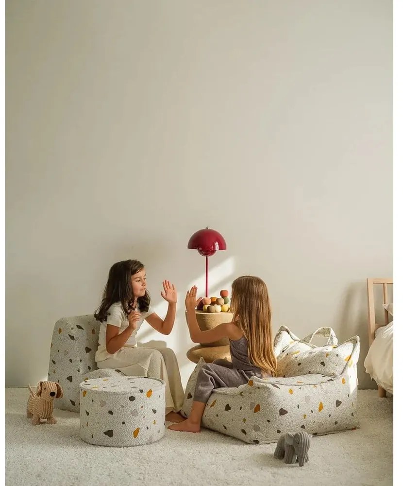 Biely detský sedací vak z textílie buklé/ženilkový Terrazzo Chair – Wigiwama