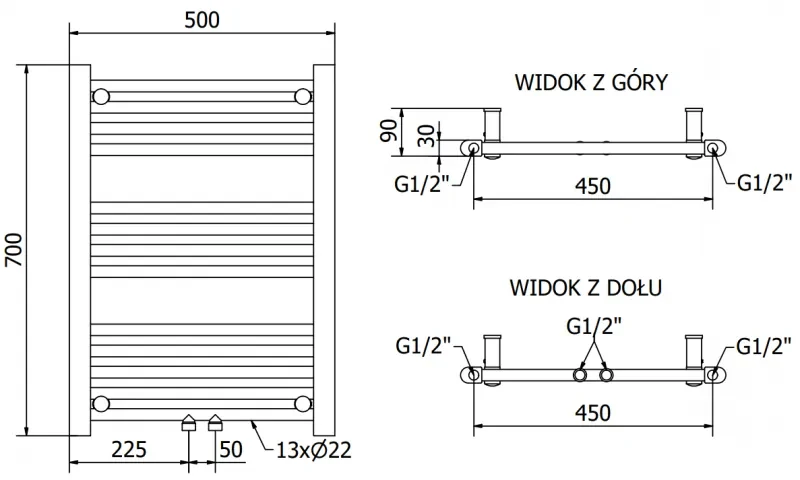 Mexen Mars, elektrické vykurovacie teleso 700 x 500 mm, 300 W, čierna, W110-0700-500-2300-70