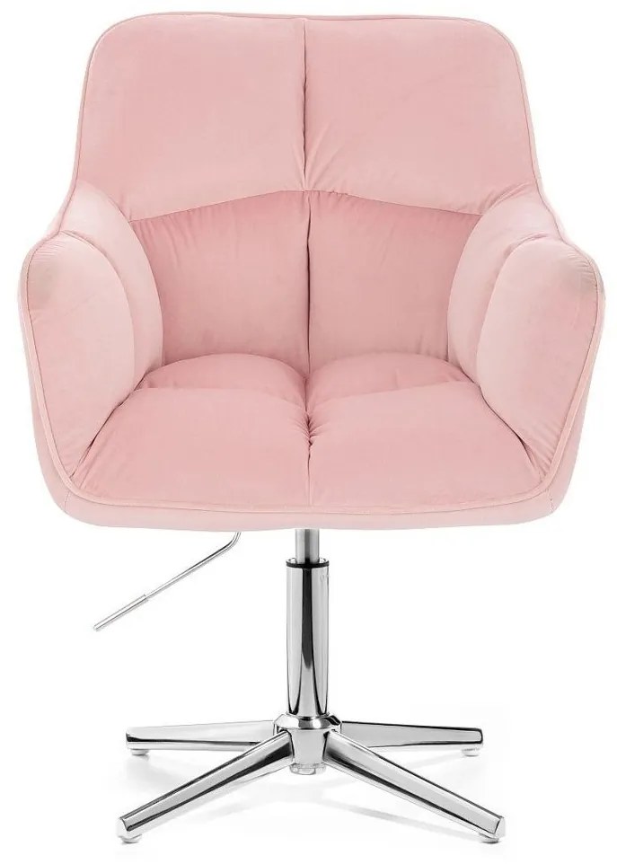 LuxuryForm DESIGN Kreslo AMALFI VELUR na striebornom kríži - ružové