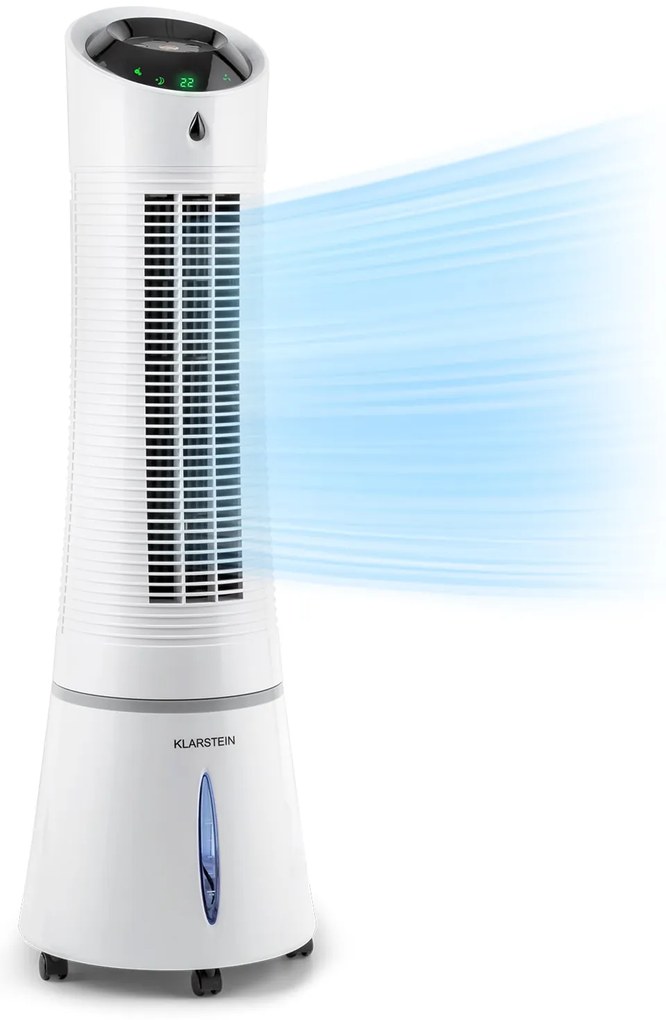 Klarstein Skyscraper Ice, 4 v 1 ochladzovač vzduchu, ventilátor, čistička vzduchu, zvlhčovač, 45 W, 180 m³/h, oscilácia, mobilný, diaľkové ovládanie
