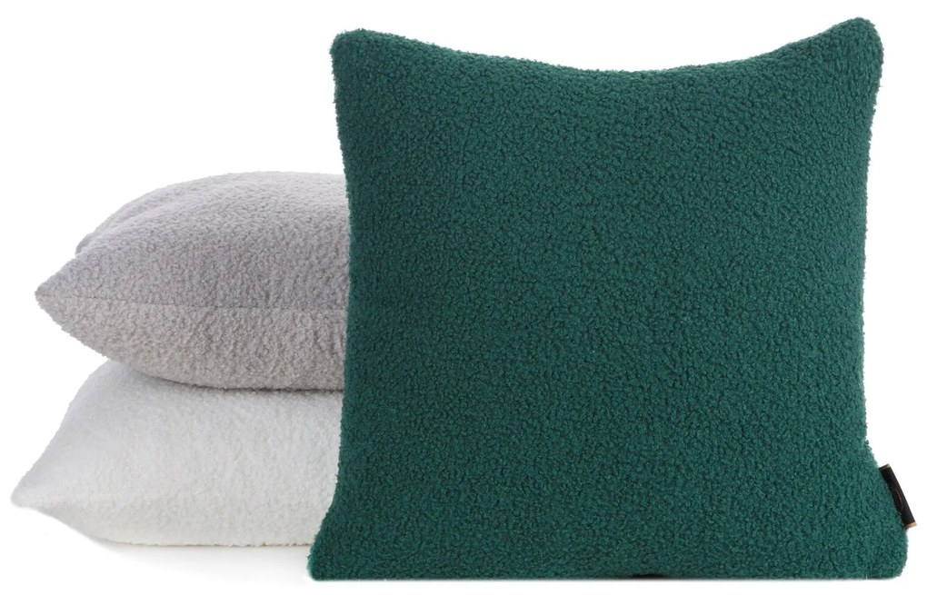 CHLPATÁ DEKORAČNÁ OBLIEČKA NA VANKÚŠ BUKLA 45X45 CM TMAVOZELENÁ