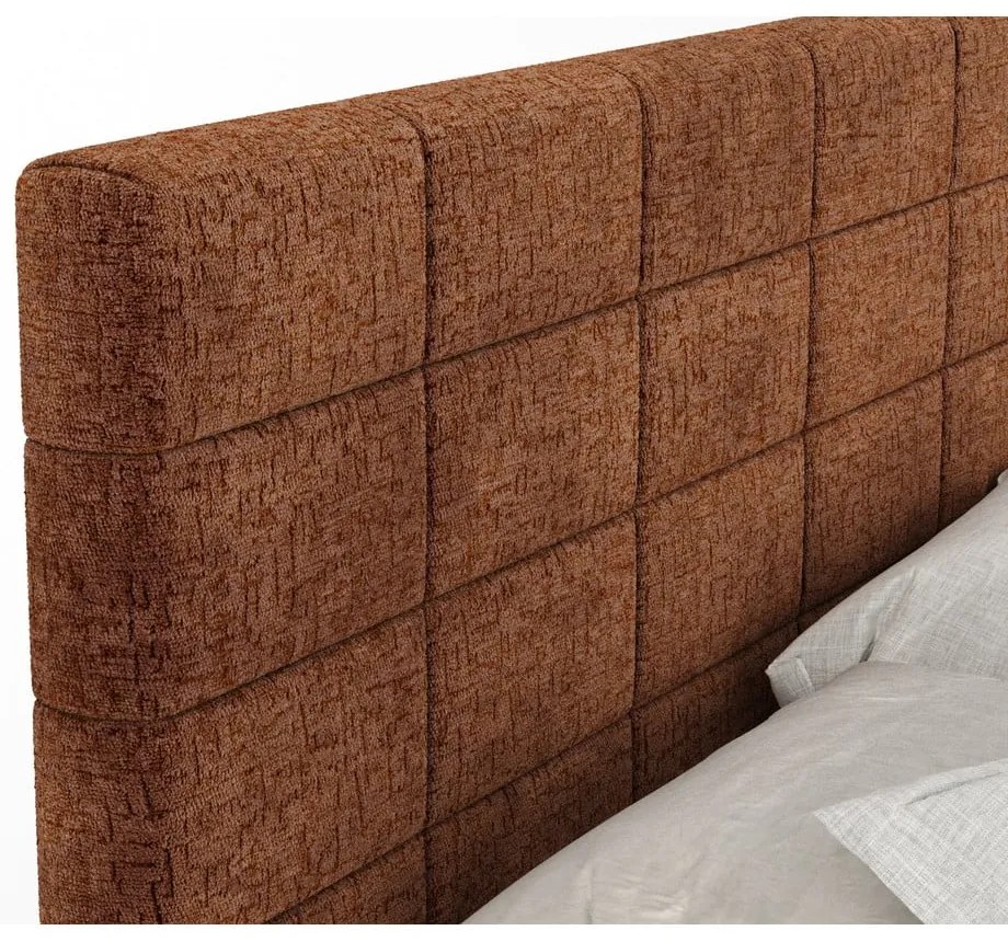 Oranžová boxspring posteľ s úložným priestorom 200x200 cm Ava – Maison de Rêve