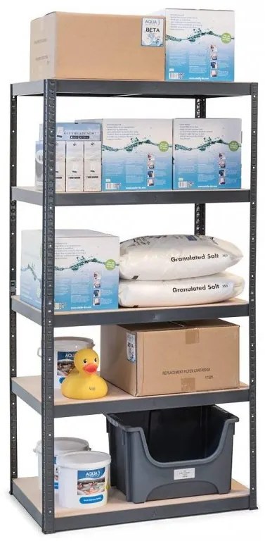 Fistar Regál 1800x1200x600 mm lakovaný 5-policový, nosnosť 875 kg - ČIERNÝ