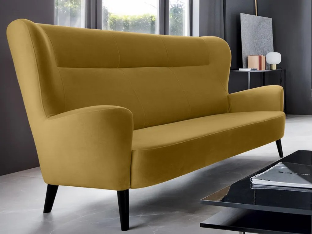 Trojmiestna pohovka Next, žltá látka