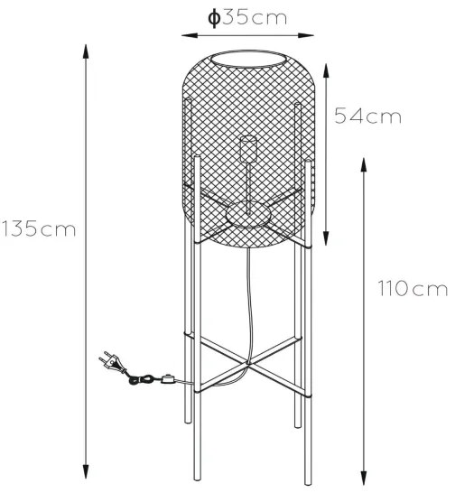 Lucide 45785/01/30 - Stojacia lampa MESH 1xE27/40W/230V čierna