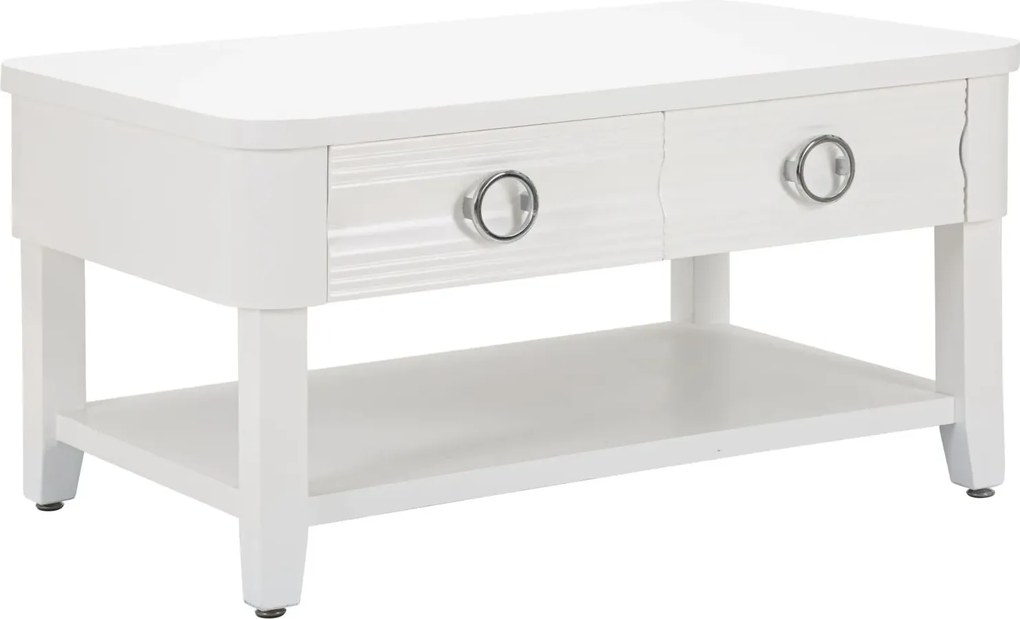 Konferenčný stolík Shine 90 cm so zásuvkami biely