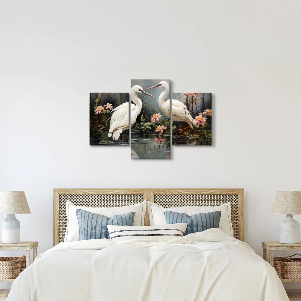 Obraz - Žeriavy biely (90x60 cm)