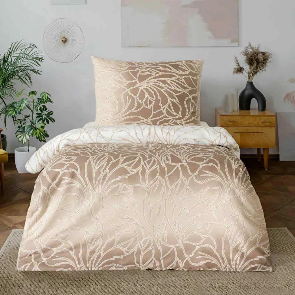 Obliečky bavlnené Fatima hnedá TiaHome - 2x Vankúš 90x70cm, 1x Paplón 200x220cm