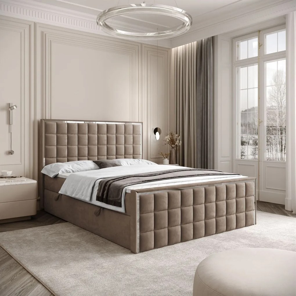 VYSOKÁ ČALÚNENÁ POSTEĽ NOEMI SILVER 160X200 ROYAL VELVET 176