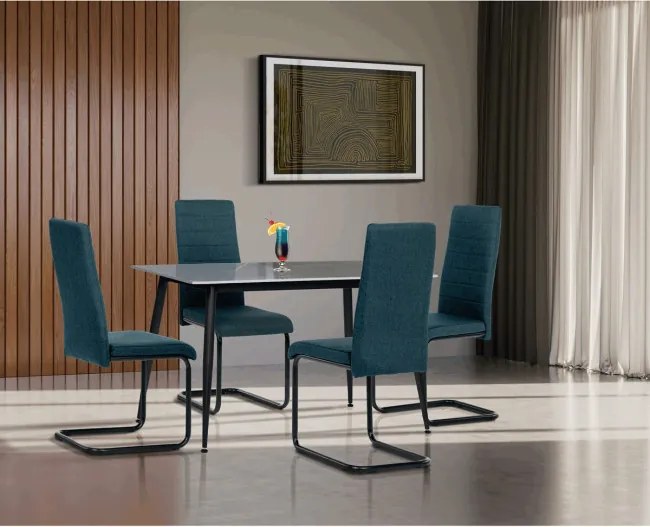 Jedálenský stôl 130x70 cm HT-406M mramor, čierny / sivý