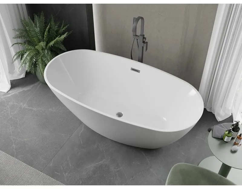 Mexen Eris, voľne stojaca vaňa 180 x 80 cm, biela, grafitový prepad, 53441808000-66