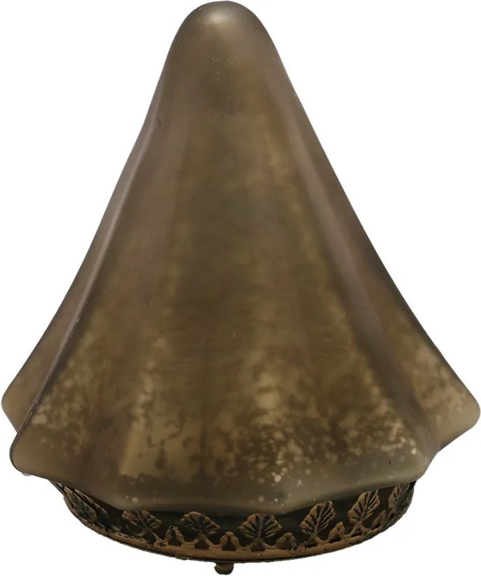 Hnedo-medený sklenený dekoračný svietiaci stromček LED Tree - Ø 14*16 cm