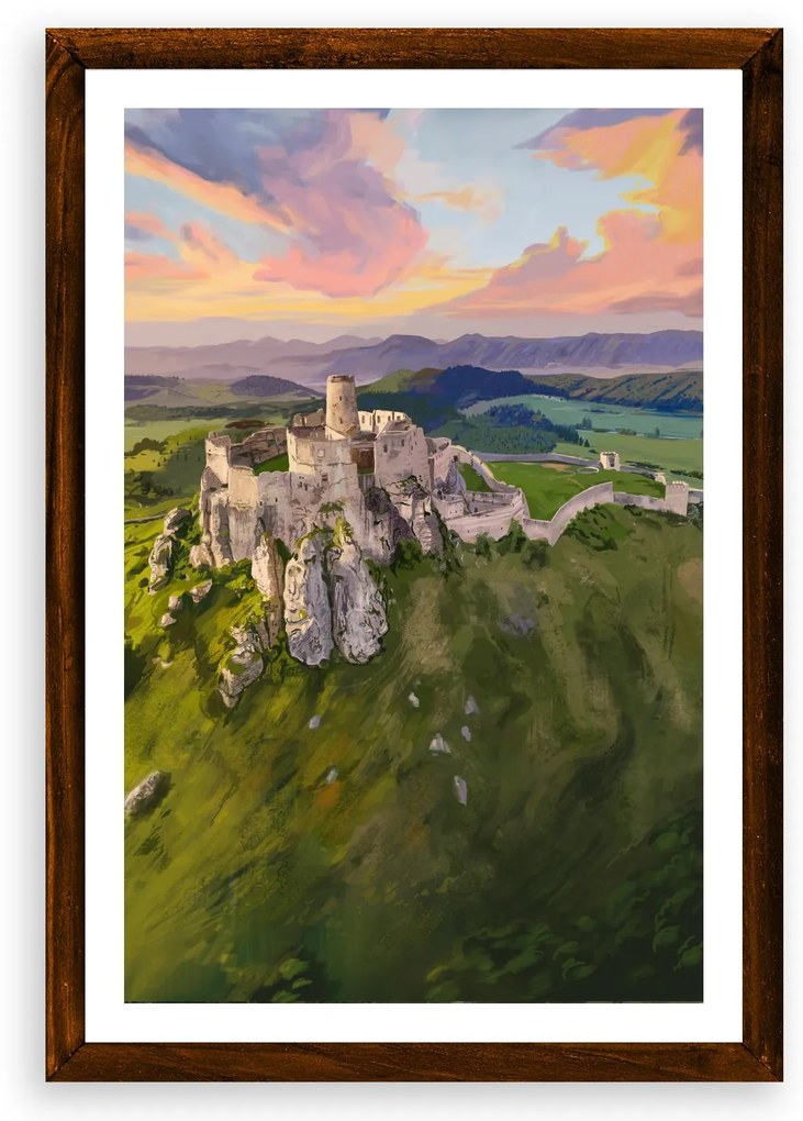 Poster Spišský hrad - Poster 50x70cm + čierny rám (71,8€)
