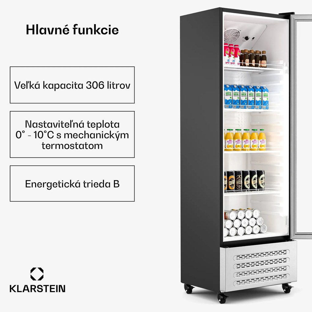 Klarstein GrandCooler chladnička na nápoje, 306 l, LED osvetlenie, s kolieskami, 4 police