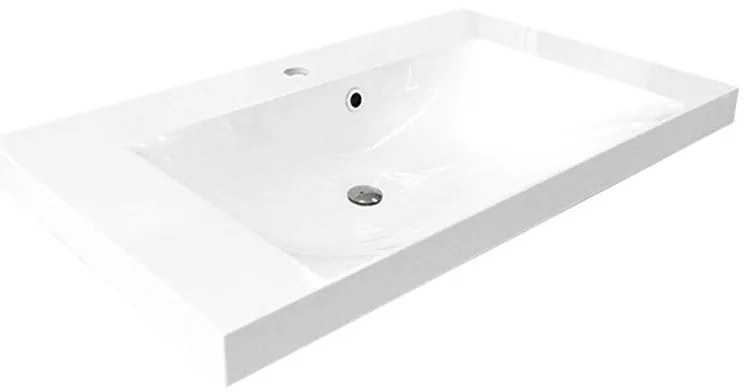 Mereo, Mereo Mailo, kúpeľňová skrinka s umývadlom z liateho mramoru 101 cm, antracit, čierne madlo, MER-CN532MB