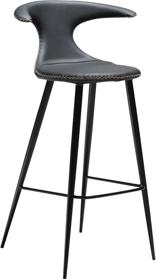 Čierna barová stolička s koženým sedadlom DAN-FORM Denmark Flair