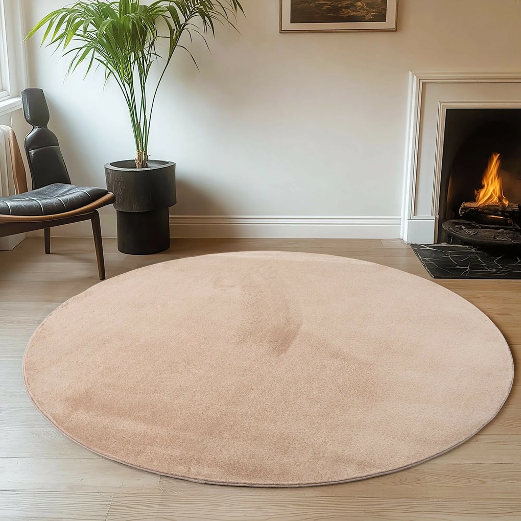 Ayyildiz, Kusový koberec Joy 1400 beige kruh, 120x120 (priemer) kruh, béžová, chodba / predsieň