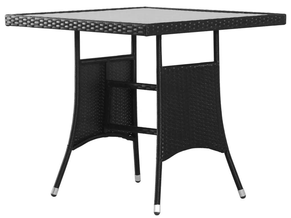 Záhradný stôl čierny 80x80x74 cm polyratanový