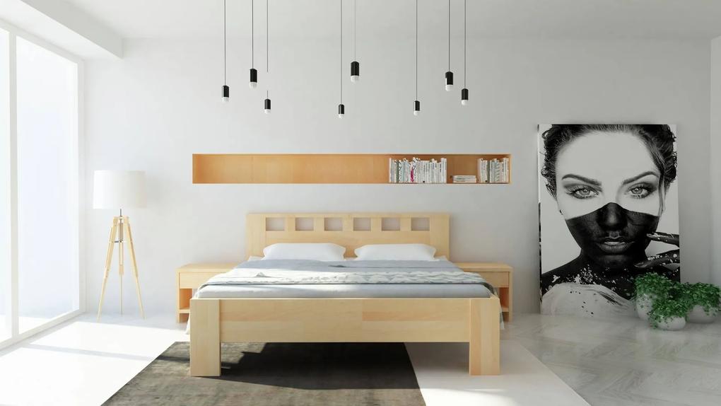 Texpol LUCIA - masívna buková posteľ s ozdobným čelom 90 x 200 cm, buk masív