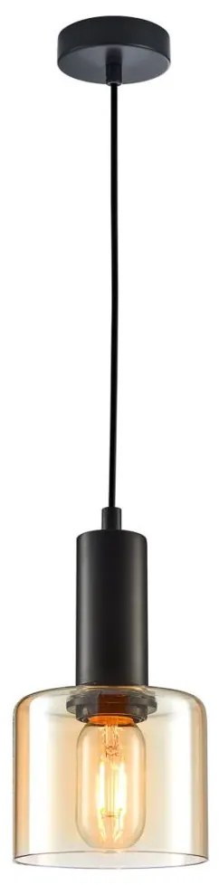 Italux PND-65342-1-BK+AMB - Luster na lanku SANTIA 1xE27/40W/230V IT0455