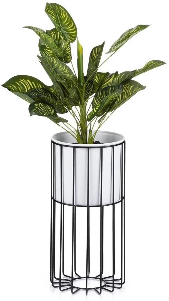 Kovový kvetináč LOFT 42x20 cm čierna/biela