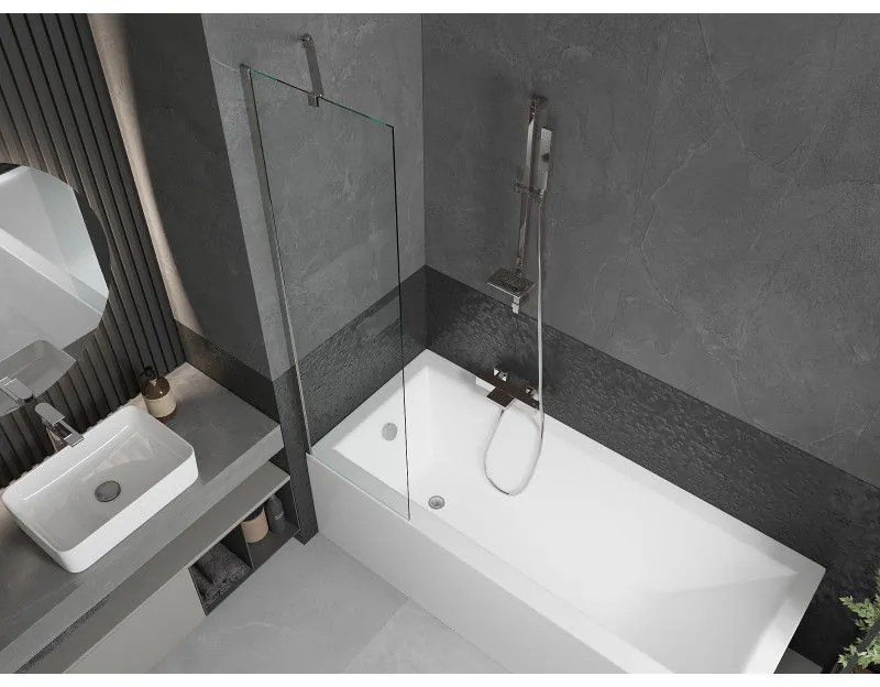 Mexen Next, vaňová zástena 1-krídlová 50 x 150 cm, fixné krídlo, 6 mm číre sklo, chrómový profil, 895-050-000-00-00-01