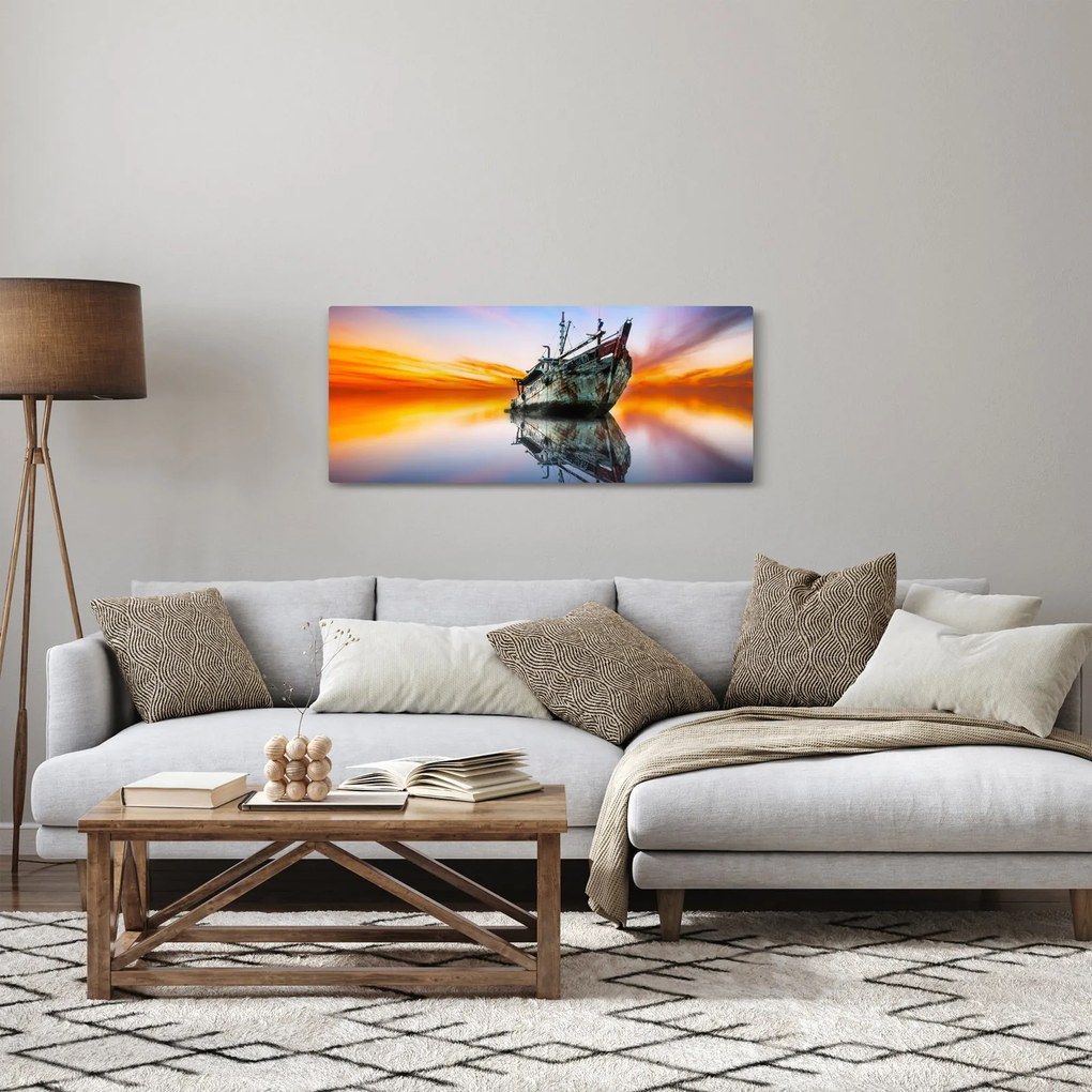 Obraz - Svitanie nad vrakom lode (120x50 cm)