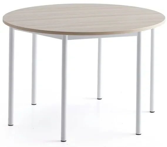 Stôl BORÅS PLUS, Ø1200x760 mm, laminát - jaseň, biela
