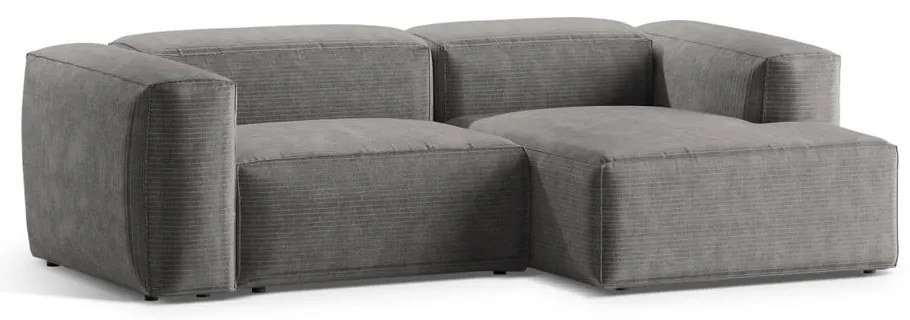 Svetlosivá menčestrová rohová pohovka (pravý roh/s leňoškou) Bergamo – Cosmopolitan Design