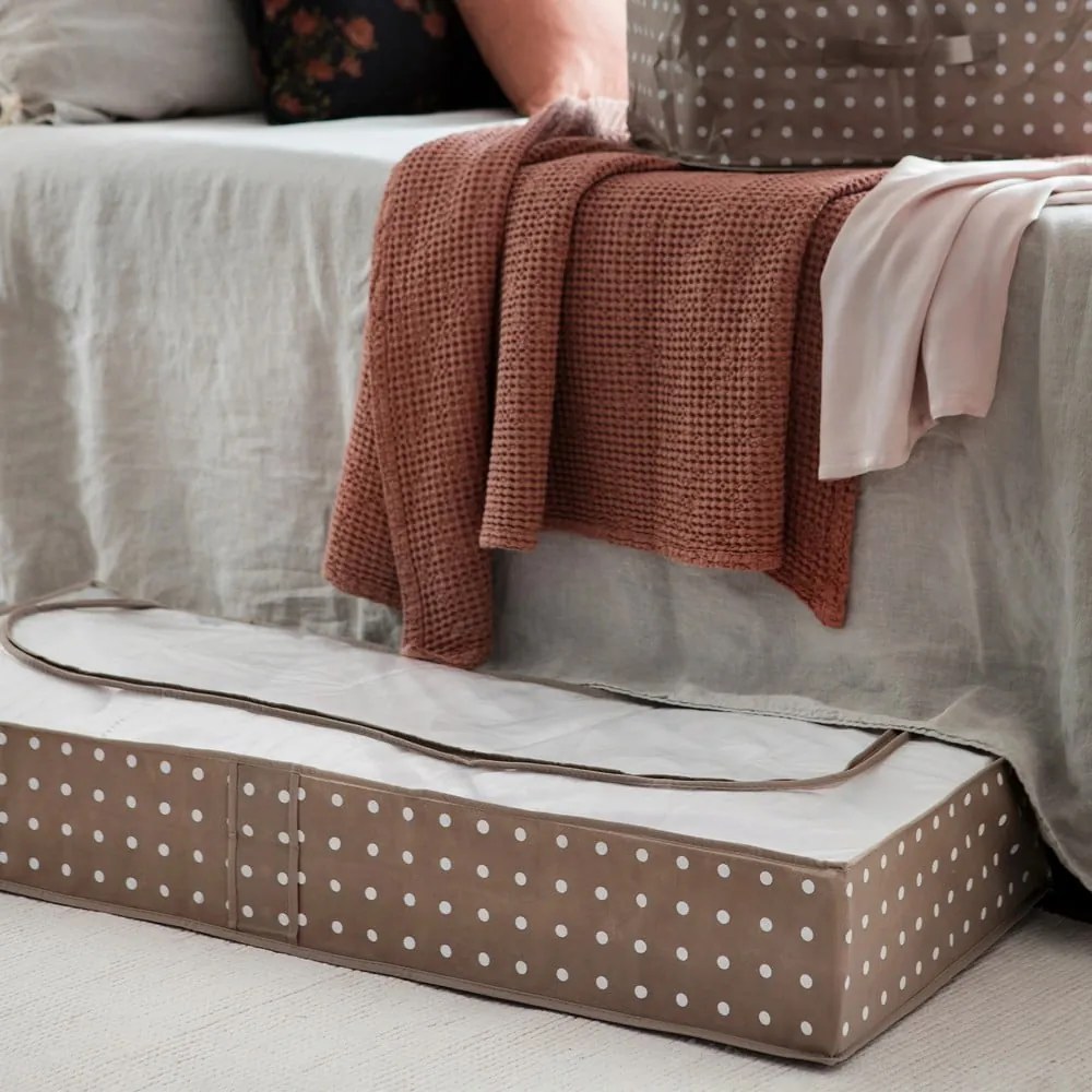 Malý béžový úložný box Compactor Dots, 46 x 107 cm