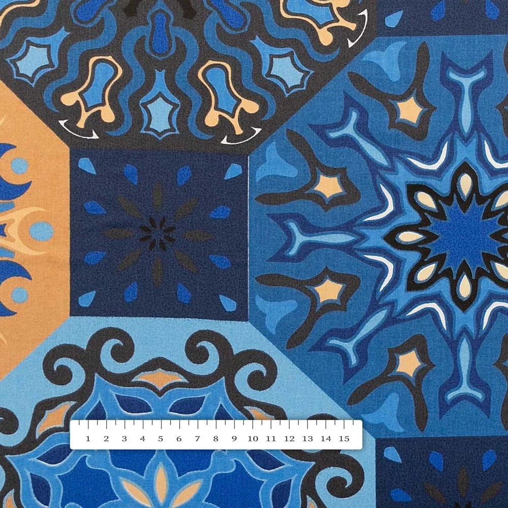 Biante Bavlnená obliečka na vankúš Sandra SA-448 Modro-oranžové marocké dlaždice 50 x 50 cm