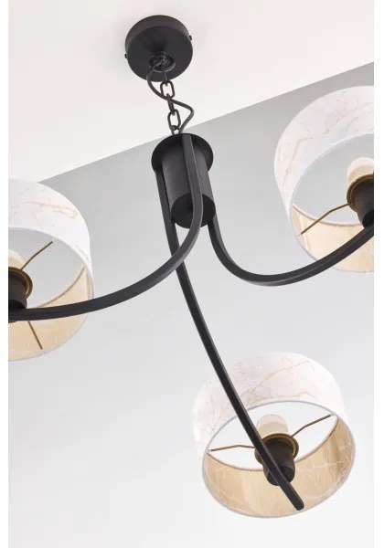 Jupiter 2103 - Luster na reťazi ARTHUR 3xE27/15W/230V biela/čierna/mramorový dekor