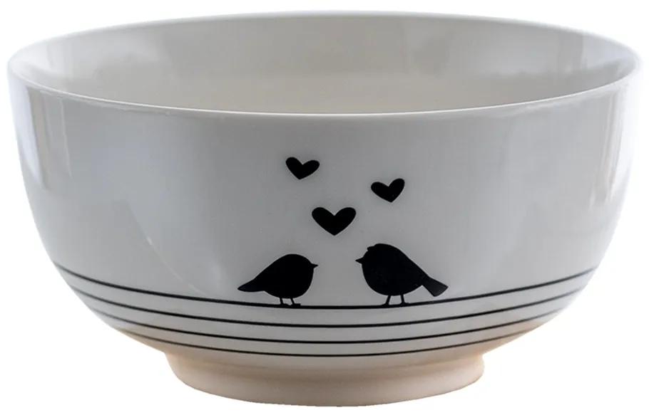 Porcelánová miska na polievku s vtáčikmi Love Birds - Ø14*7 cm
