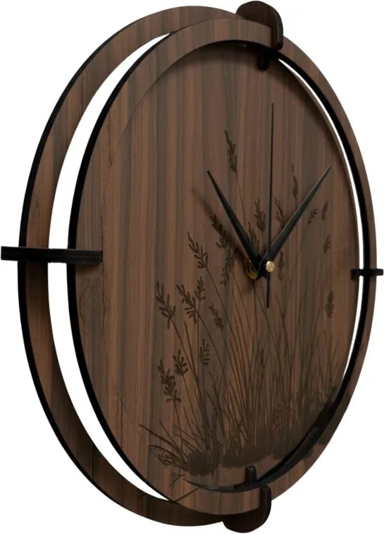 Drevené nástenné hodiny – motív lesa | SENTOP HDF0587-ORECH-WENGE