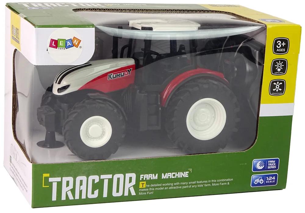 Lean Toys Traktor na diaľkové ovládanie 1:24 – červeno-biely