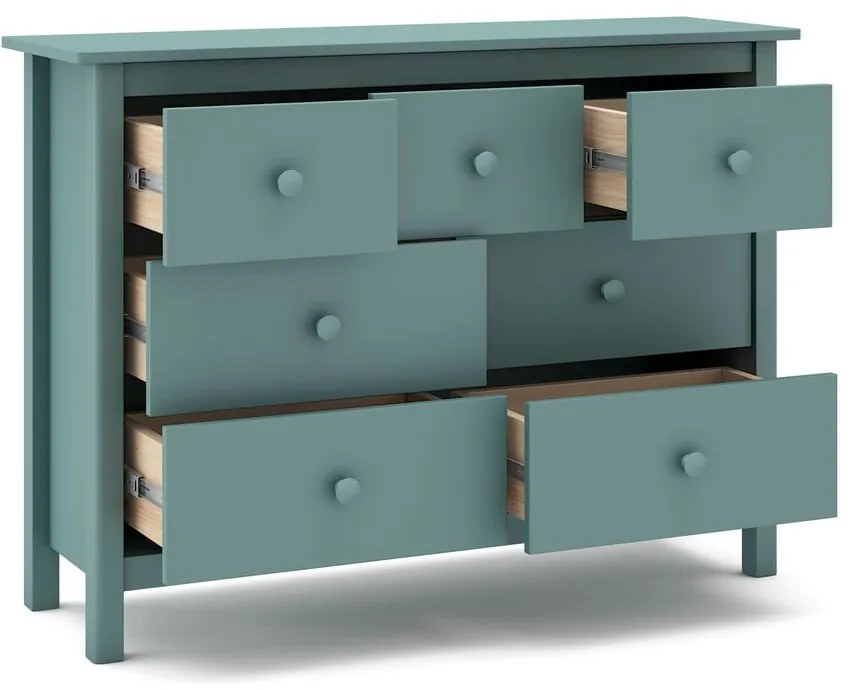 Nízka detská komoda z borovicového dreva v petrolejovej farbe 110x80 cm Max – Marckeric