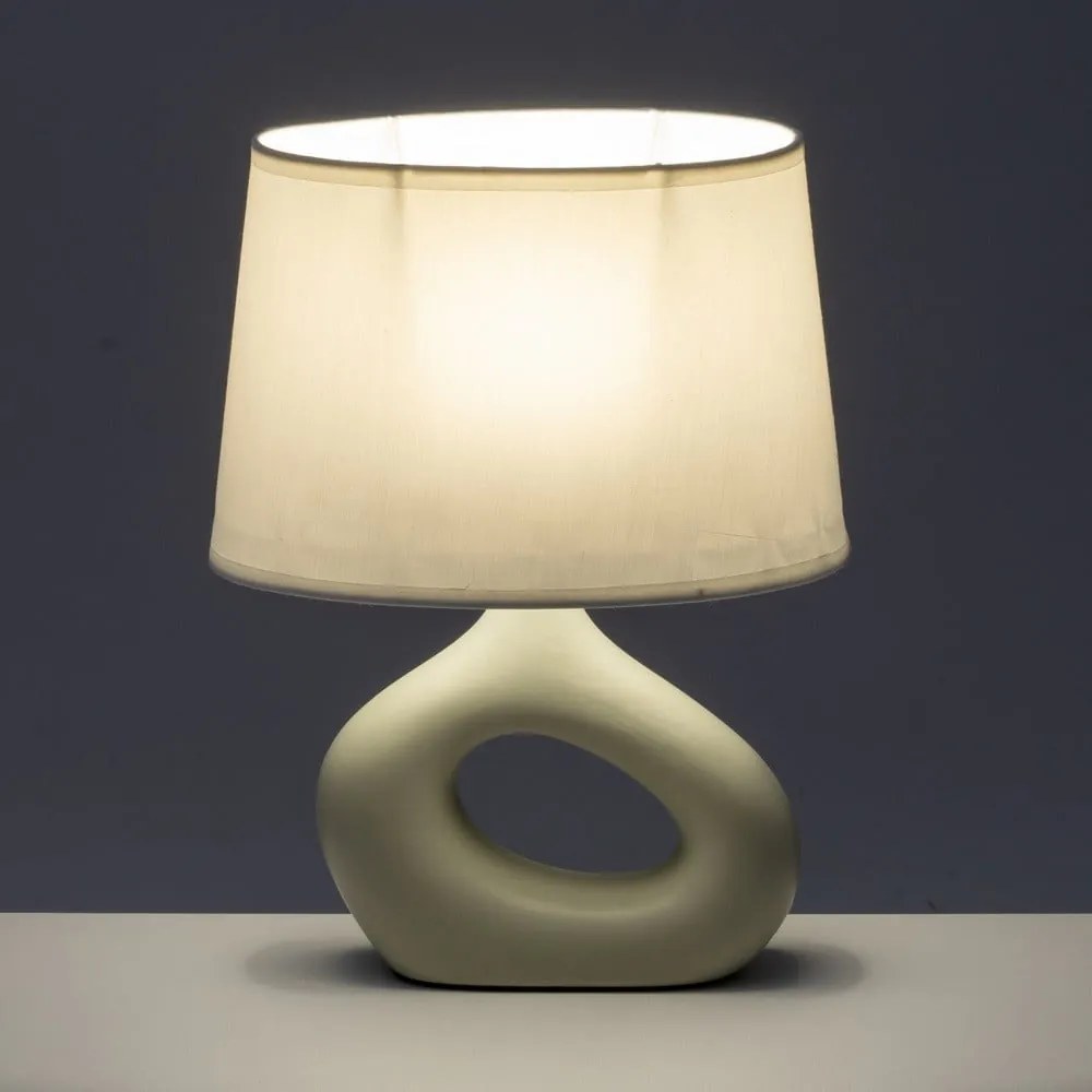 Bielo-béžová keramická stolová lampa s textilným tienidlom (výška 30 cm) – Casa Selección