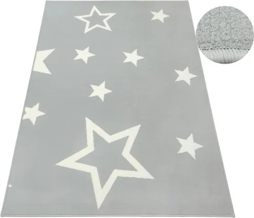Koberec LUNA 533744/89944 hviezdy, sivý / krémový