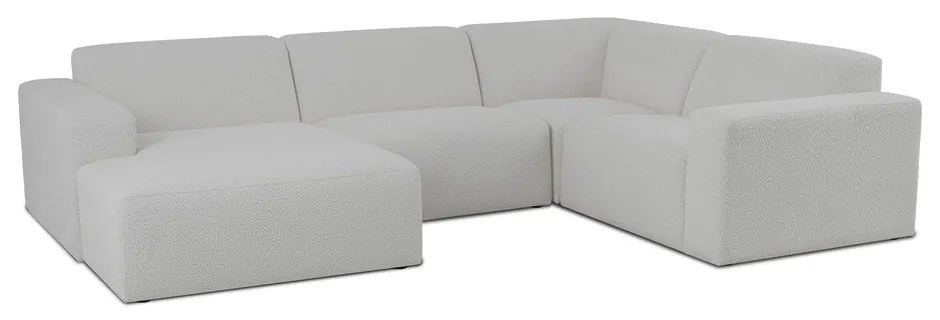 Biela rohová pohovka z textílie buklé (do "U") Roxy – Scandic