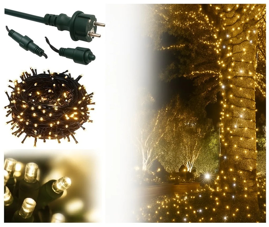 Vianočné svetielka vonkajšie FLASH teplá biela 1000 LED