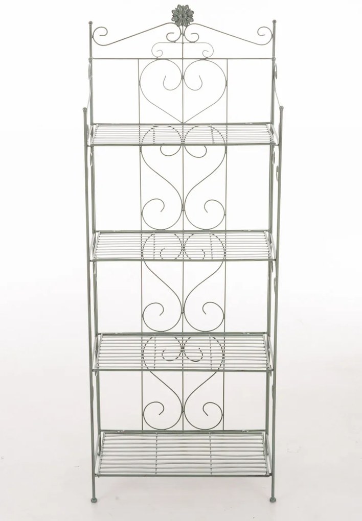 Kovová polica regál Lenja - Zelená antik