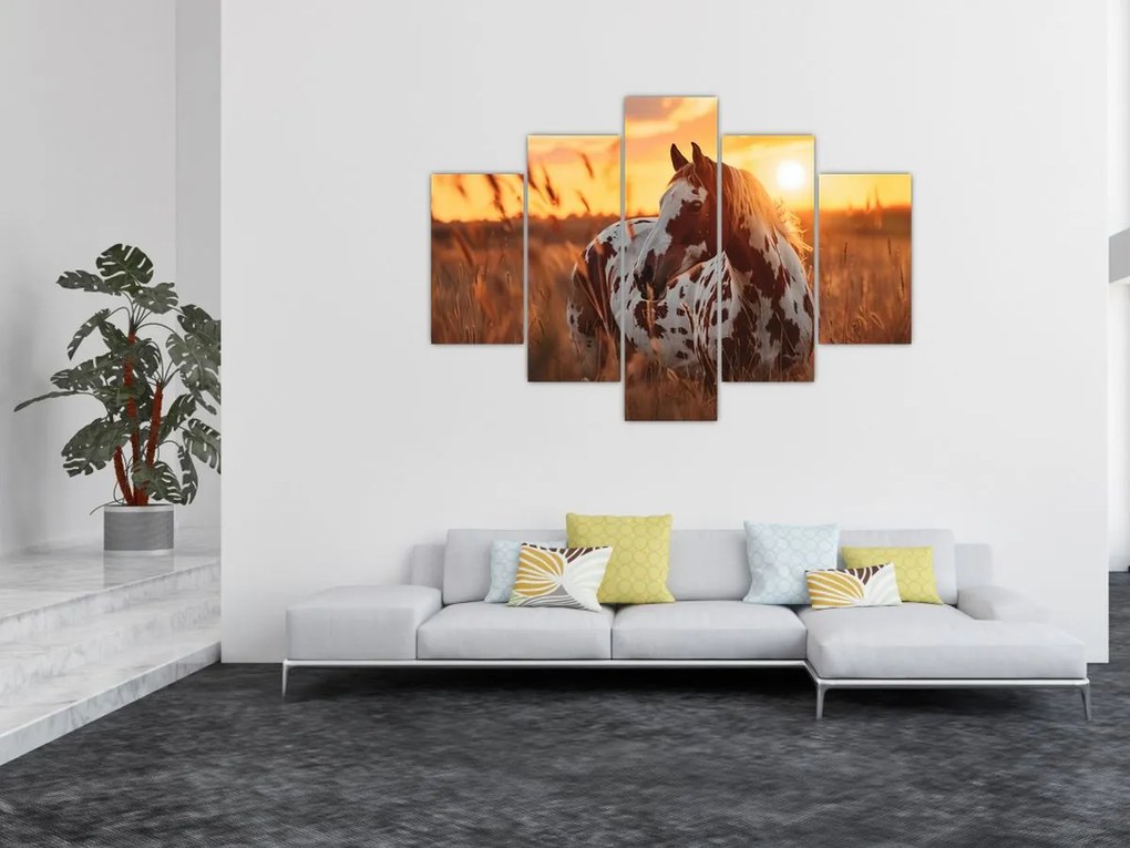 Obraz - Kôň pri západe slnka (150x105 cm)