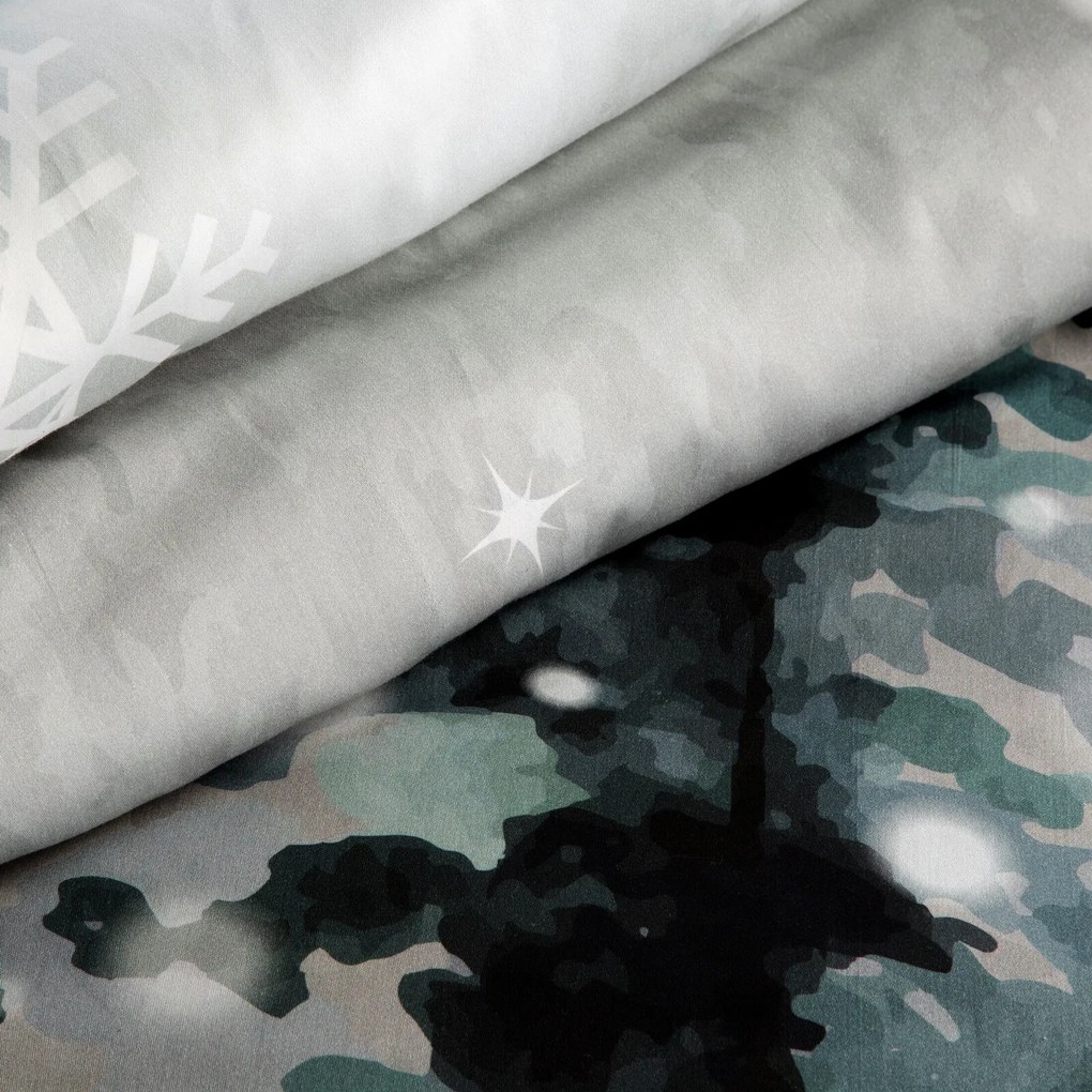 VIANOČNÉ SATÉNOVÉ OBLIEČKY FOREST 140X200 CM, 1 KS 70X80 CM VZOROVANÉ